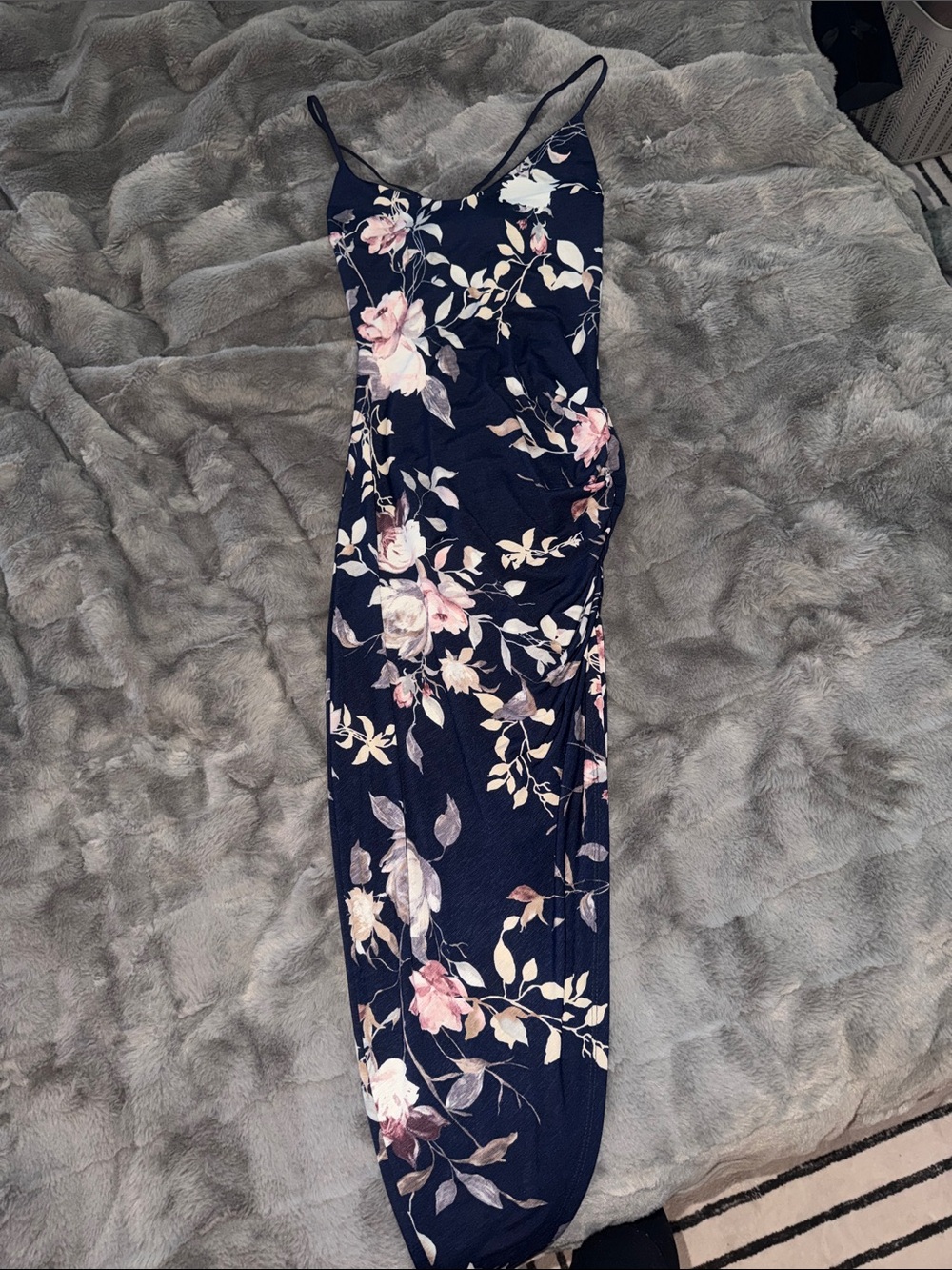 Windsor Navy Maxi Slip Dress with Pink Floral Print